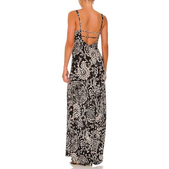 Free People Mystical Mindset Black Cream Paisley Maxi Dress Size M - Picture 2 of 6